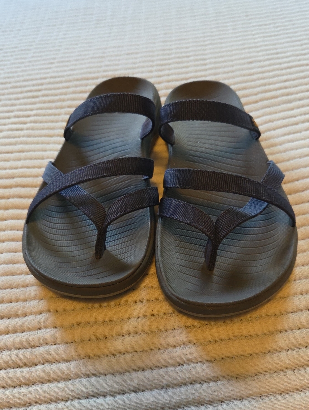Teva Black Strap Sandal with Green Footbed